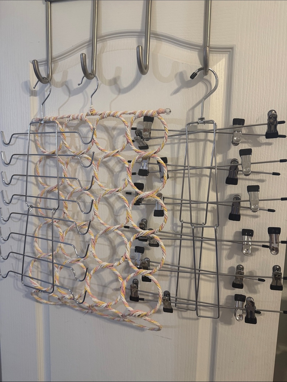 4 Over-the-Door Multi-Hook and Scarf Organizer display clip pants etc
